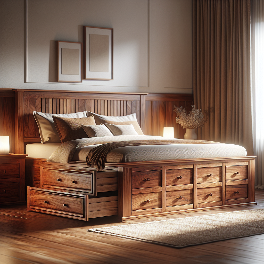 Tempat Tidur Jati Model Laci Pesanggrahan: Solusi Elegan dan Fungsional untuk Kamar Anda 1 Tempat tidur jati model laci Pesanggrahan dengan desain elegan dan praktis