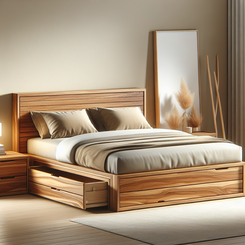 Tempat Tidur Jati Model Laci Senen: Kombinasi Estetika dan Fungsi Praktis 1 Tempat tidur jati dengan laci model Senen di kamar modern