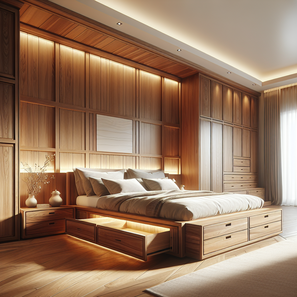 Tempat Tidur Jati Model Laci Setiabudi: Kombinasi Keindahan dan Fungsionalitas untuk Kamar Anda 1 Tempat tidur jati dengan model laci gaya Setiabudi di kamar modern