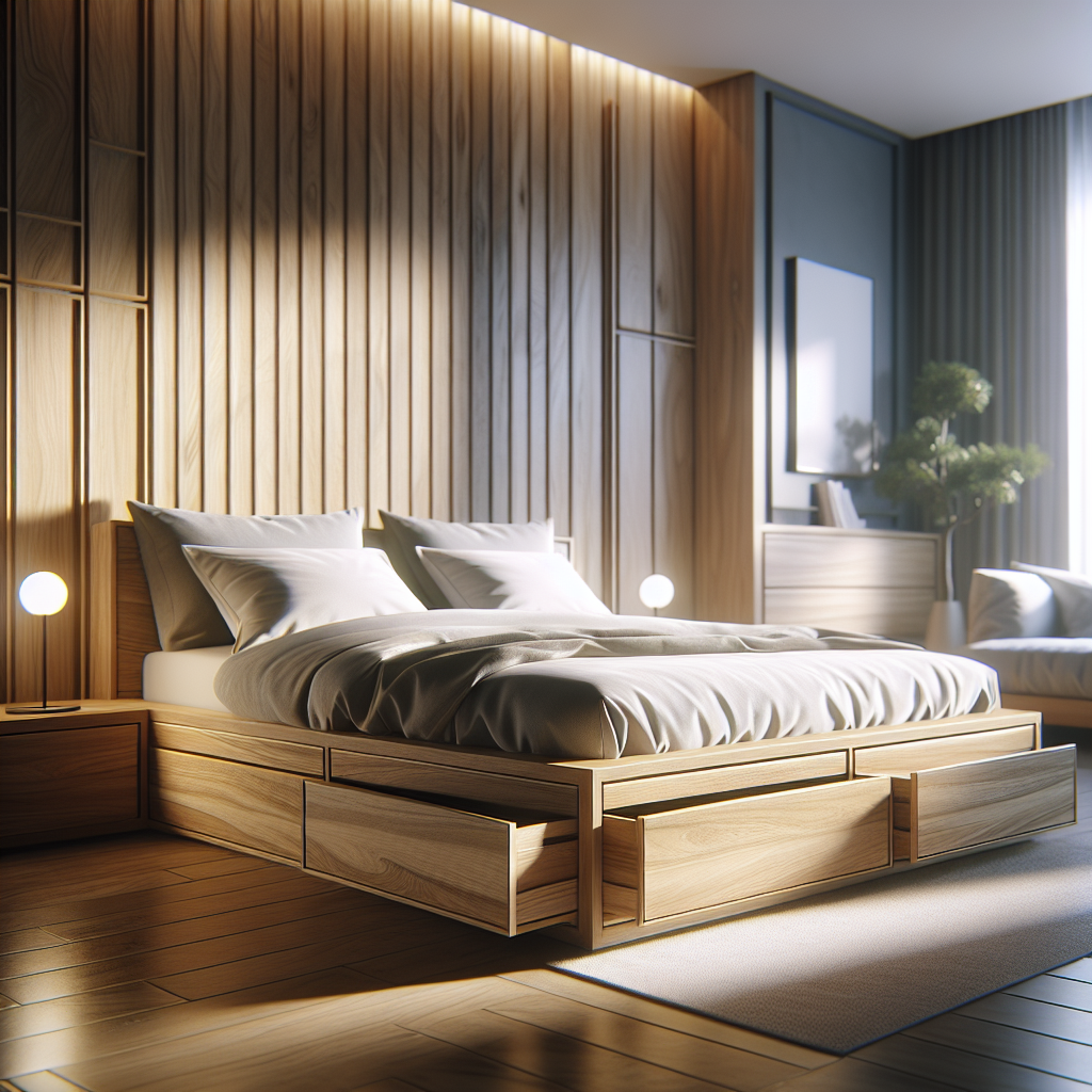 Tempat Tidur Jati Model Laci: Solusi Praktis dari Jakarta Pusat 1 Tempat tidur jati dengan laci built-in di kamar tidur modern