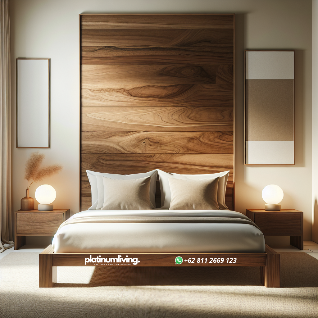 Tempat tidur minimalis dari kayu jati Jepara dengan desain modern
