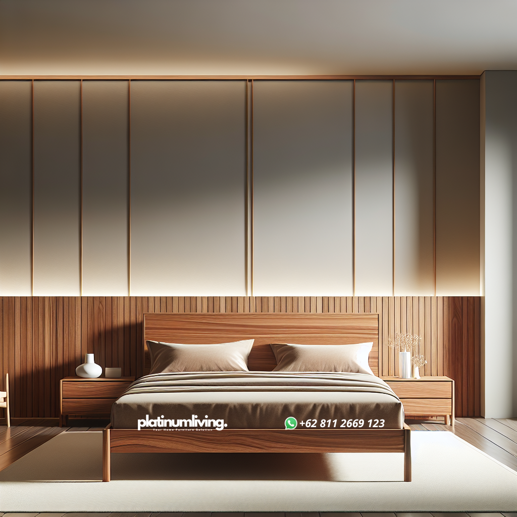 Tempat tidur minimalis dari kayu jati dengan desain modern dan natural