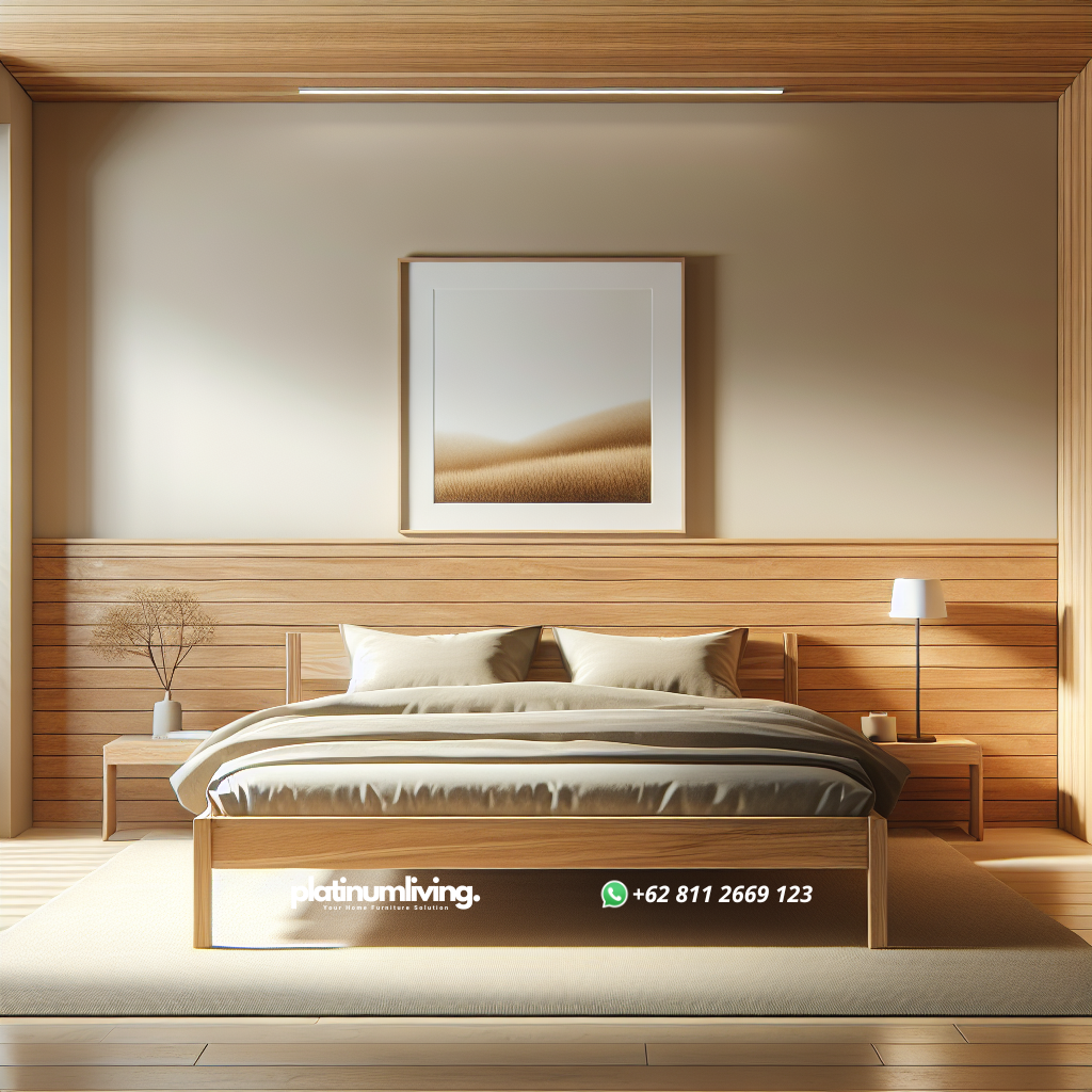 Tempat tidur minimalis bahan kayu jati dengan desain simpel