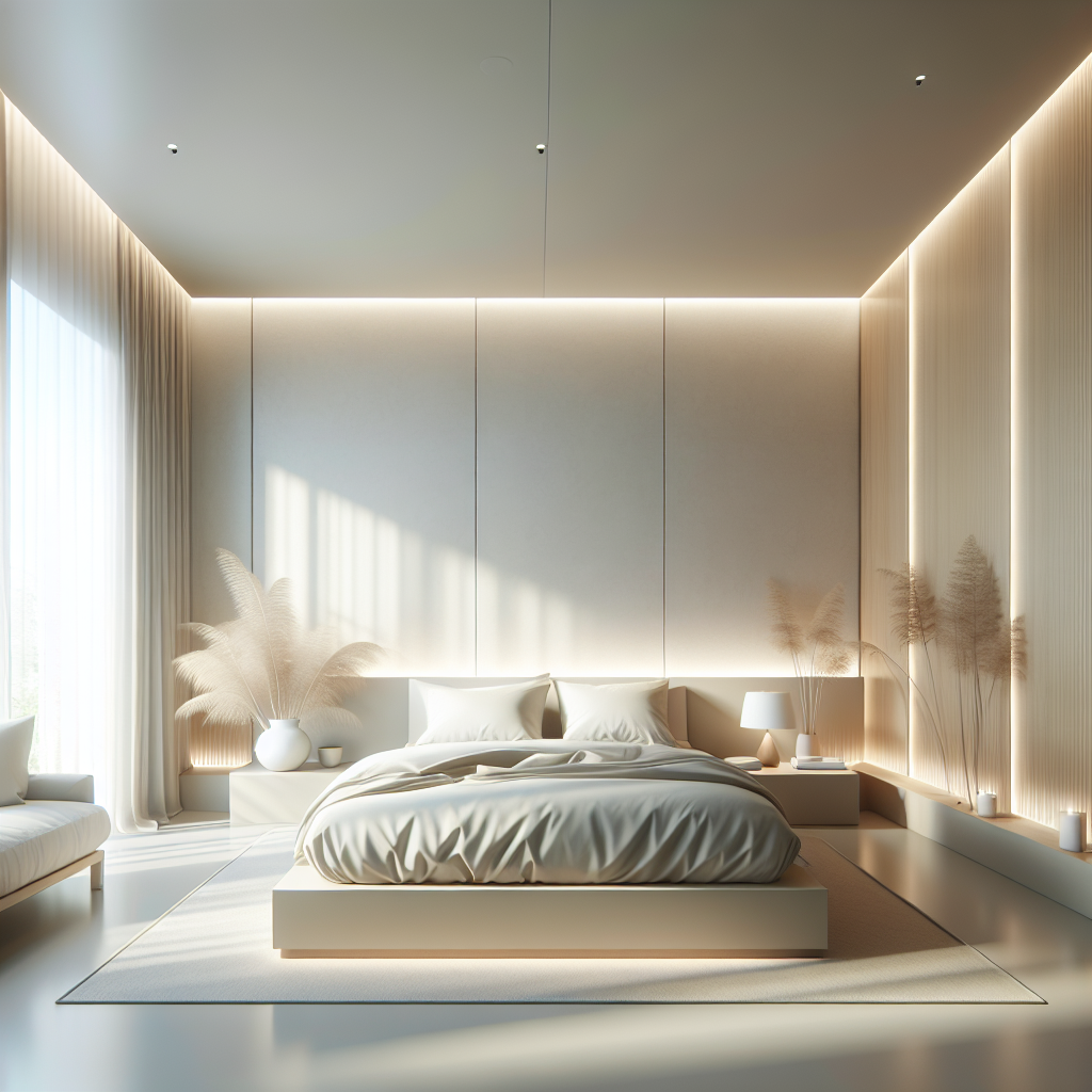 Tempat tidur modern menghadap utara di kamar minimalis
