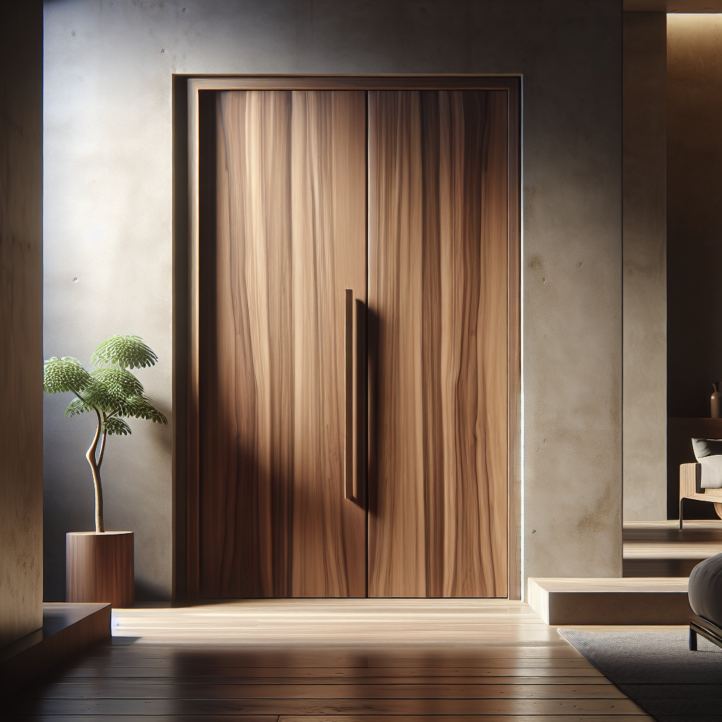 Minimalist Jati Door with Natural Teak Wood Grain