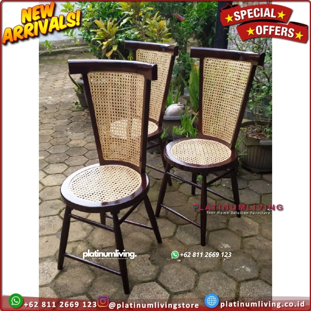 Kursi Makan Jati Teak Rattan Chair Kursi Cafe Kursi Makan  Cafe Interior Cafe