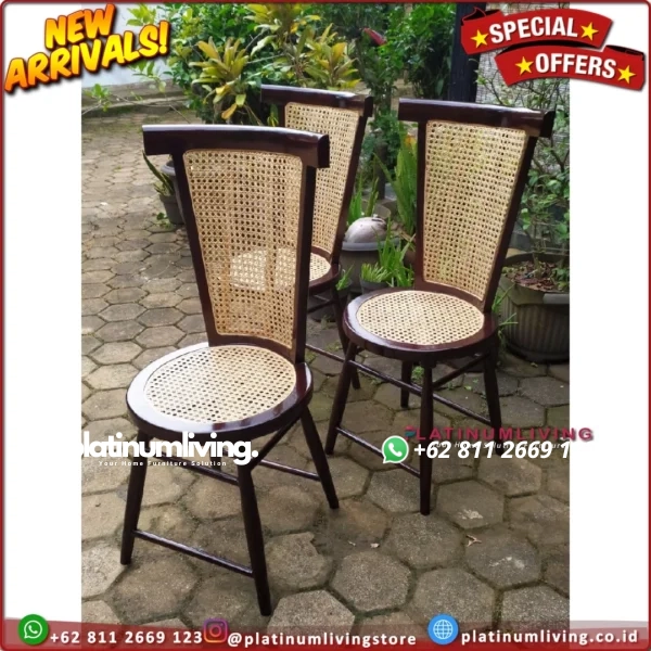 Kursi Makan Jati Teak Rattan Chair Kursi Cafe Kursi Makan Cafe Interior Cafe