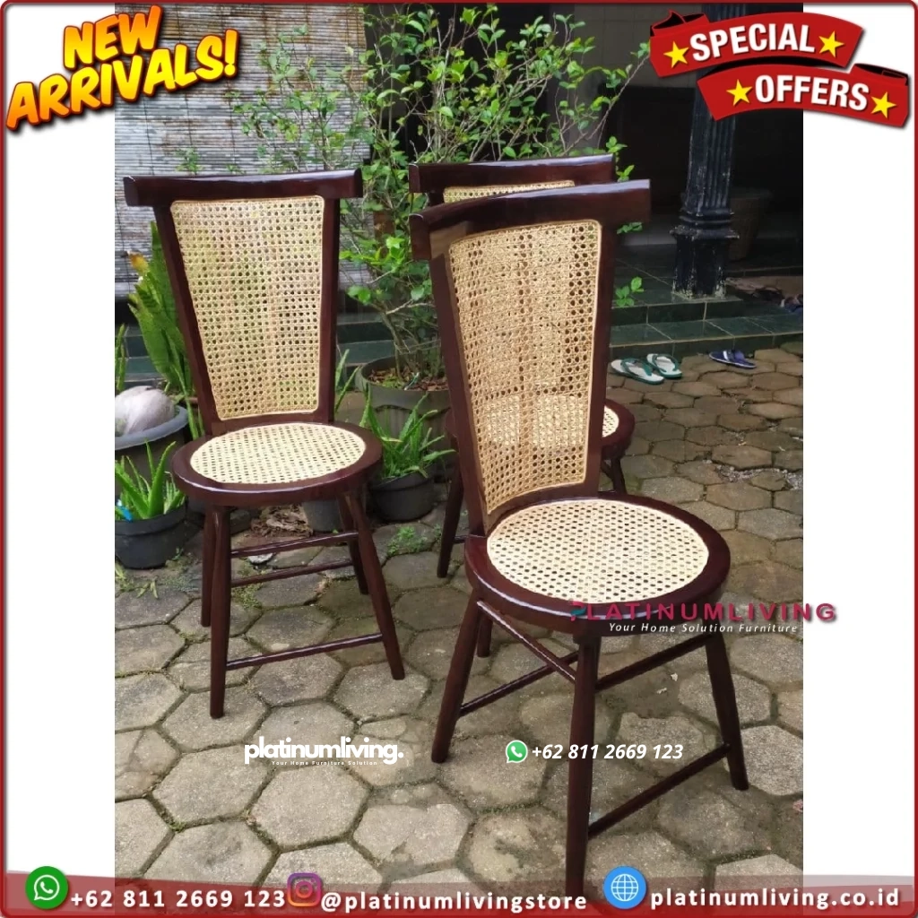 Kursi Makan Jati Teak Rattan Chair Kursi Cafe Kursi Makan  Cafe Interior Cafe