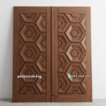 Daun pintu ganda panel heksagon kayu jati PJ-386 platinumliving furniture jepara