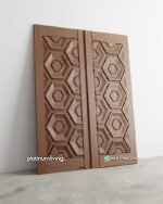 Daun pintu ganda panel heksagon kayu jati PJ-386 platinumliving furniture jepara - Gambar 2