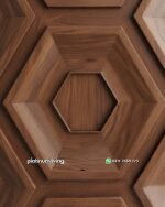 Daun pintu ganda panel heksagon kayu jati PJ-386 platinumliving furniture jepara - Gambar 3
