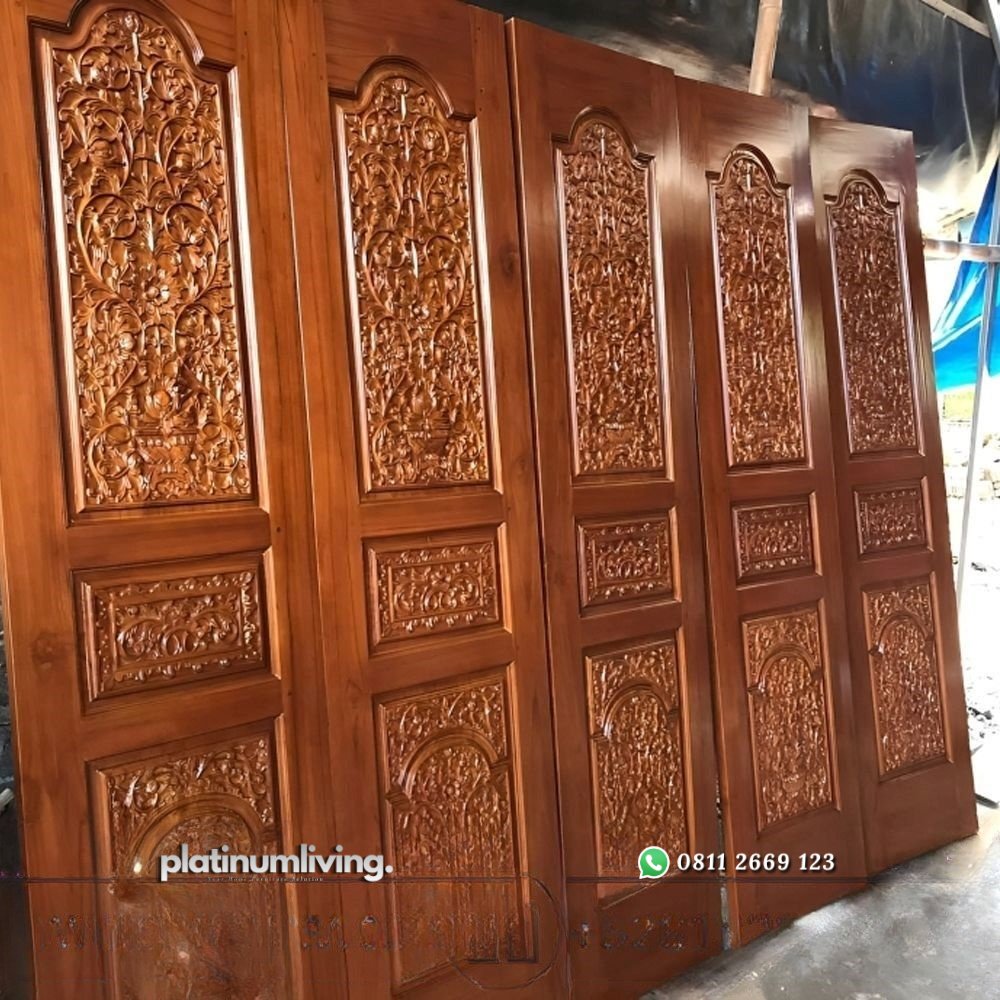 Daun pintu garasi ukir jepara klasik kayu jati PJ-77 platinumliving furniture jepara 2 Daun pintu garasi ukir jepara klasik kayu jati PJ-77 platinumliving furniture jepara 2