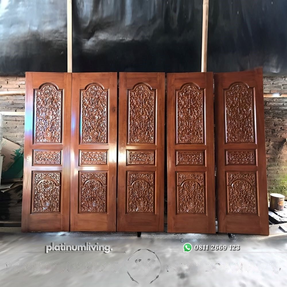 Daun pintu garasi ukir jepara klasik kayu jati PJ-77 platinumliving furniture jepara 1 Daun pintu garasi ukir jepara klasik kayu jati PJ-77 platinumliving furniture jepara 1