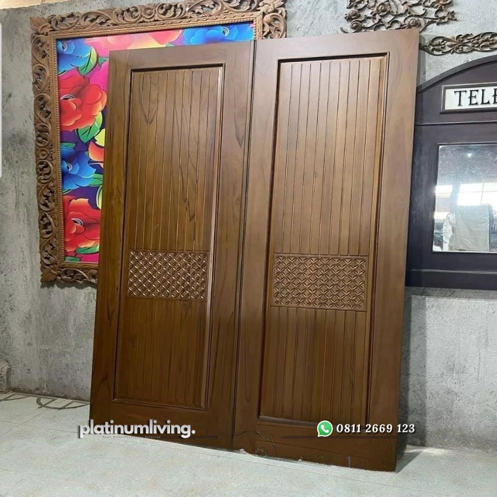 Daun pintu jati double minimalis ukir kawung PJ-69 platinumliving furniture jepara 2 Daun pintu jati double minimalis ukir kawung PJ-69 platinumliving furniture jepara 2