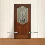 Daun pintu klasik kayu jati jepara panel kaca patri PJ-116 platinumliving furniture jepara