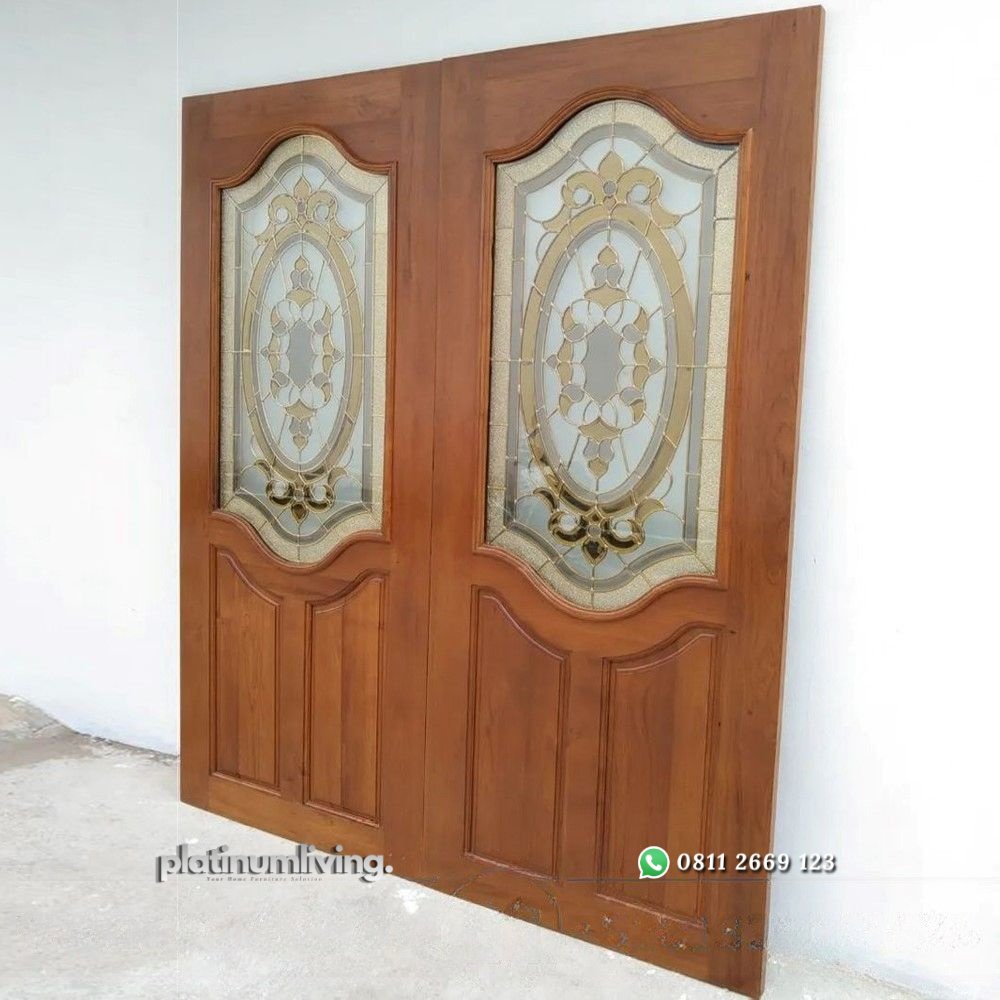 Daun pintu klasik kayu jati jepara panel kaca patri PJ-116 platinumliving furniture jepara 2 Daun pintu klasik kayu jati jepara panel kaca patri PJ-116 platinumliving furniture jepara 2