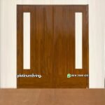 Daun pintu minimalis kupu tarung jati salur panel kaca PJ-108 platinumliving furniture jepara