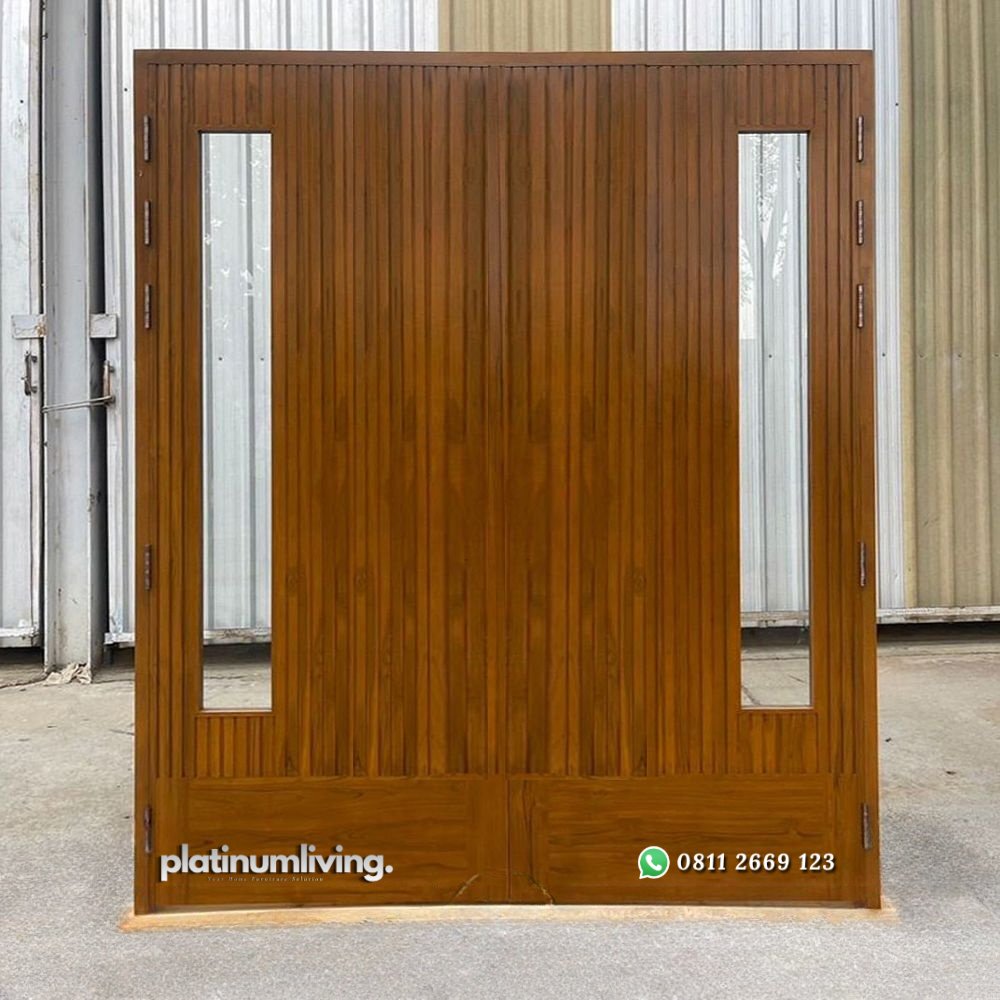 Daun pintu minimalis kupu tarung jati salur panel kaca PJ-108 platinumliving furniture jepara 4 Daun pintu minimalis kupu tarung jati salur panel kaca PJ-108 platinumliving furniture jepara 4