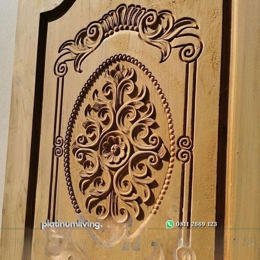 Daun pintu ukir jepara kayu jati single klasik mewah PJ-32 platinumliving furniture jepara 2 Daun pintu ukir jepara kayu jati single klasik mewah PJ-32 platinumliving furniture jepara 2