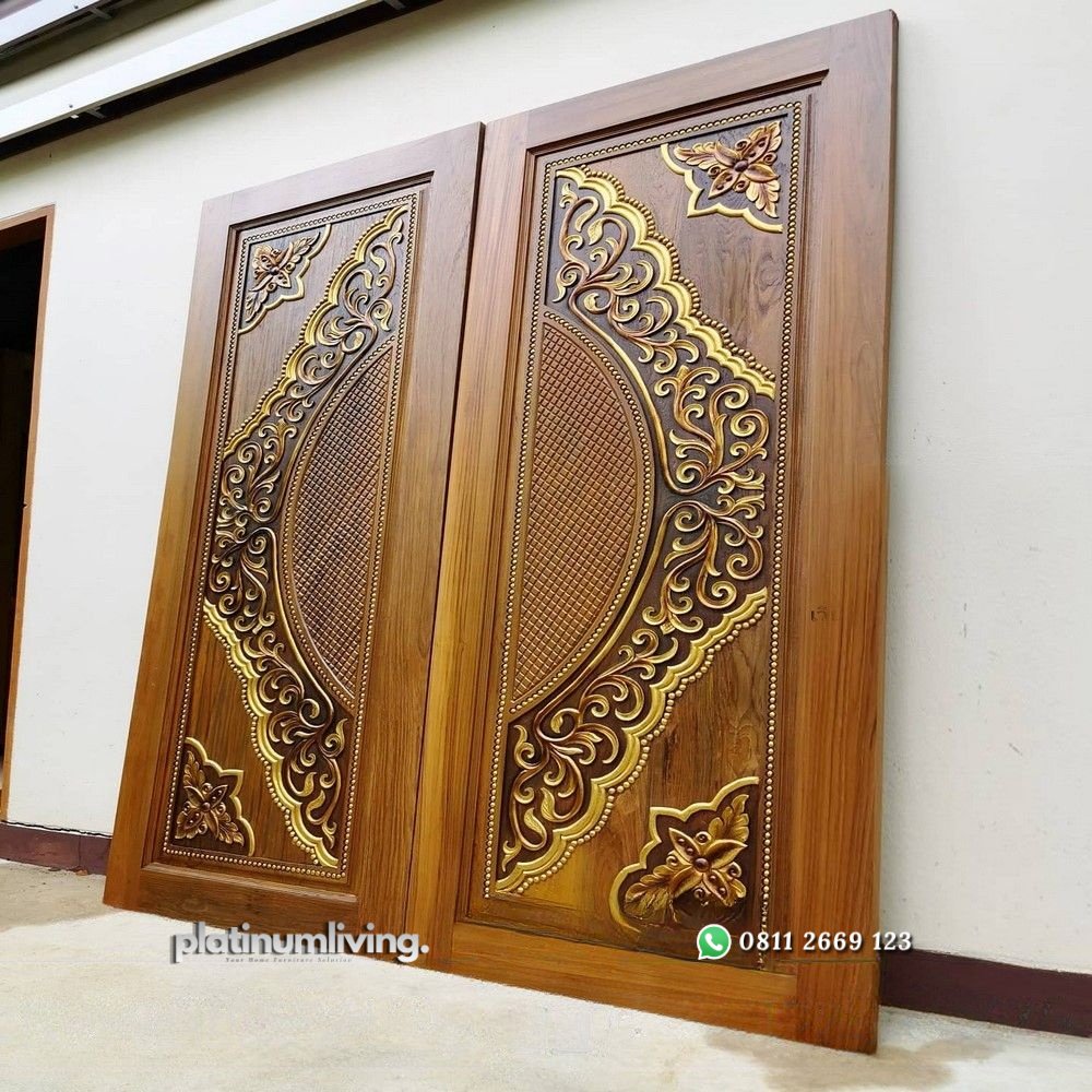 Daun pintu ukir jepara kayu jati solid double PJ-35 platinumliving furniture jepara 2 Daun pintu ukir jepara kayu jati solid double PJ-35 platinumliving furniture jepara 2