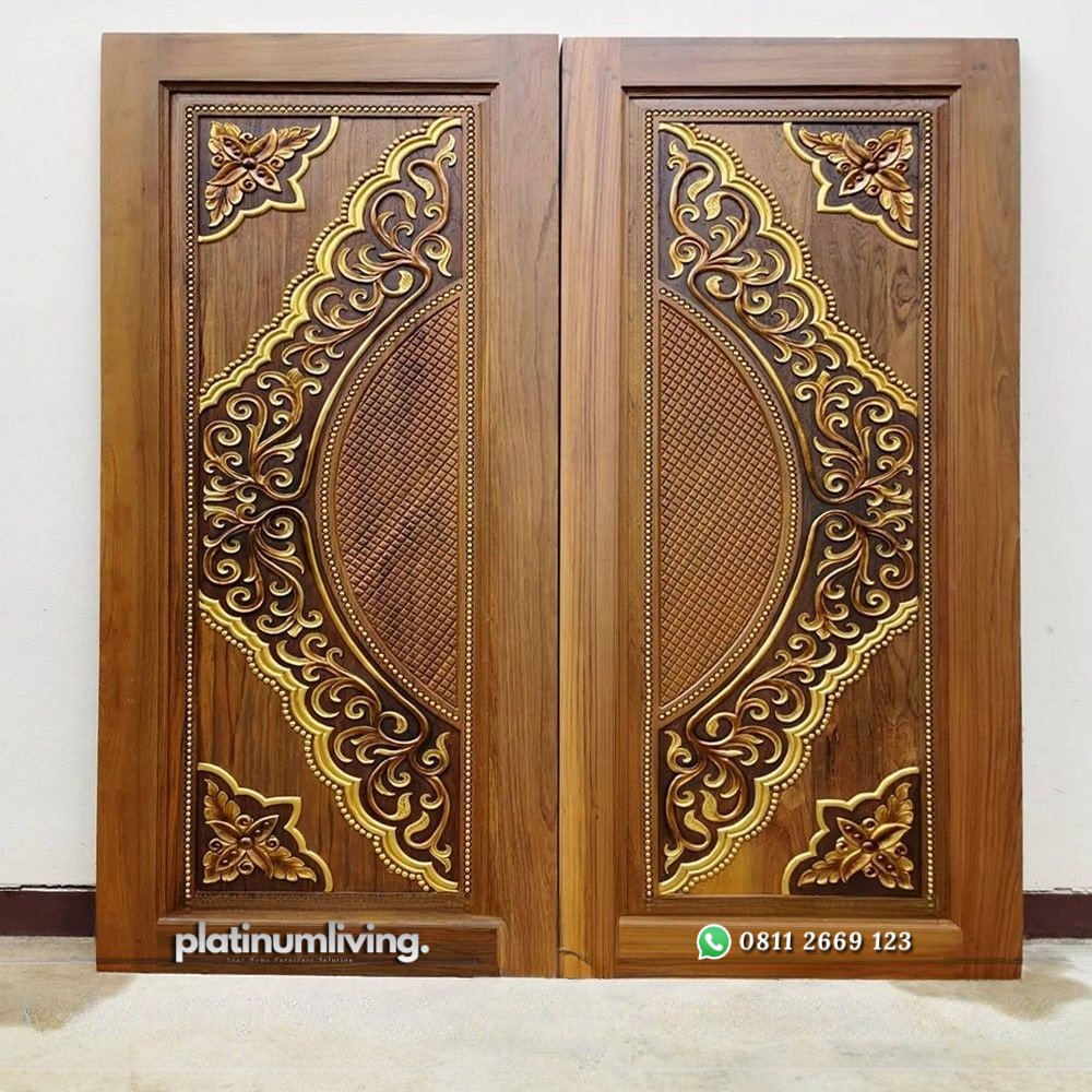 Daun pintu ukir jepara kayu jati solid double PJ-35 platinumliving furniture jepara 1 Daun pintu ukir jepara kayu jati solid double PJ-35 platinumliving furniture jepara 1