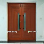 Kusen 2 Pintu jati minimalis garis kombinasi panel kaca PJ-326 platinumliving furniture jepara