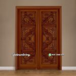 Kusen pintu utama ukir jepara daun ganda kayu jati PJ-232 platinumliving furniture jepara