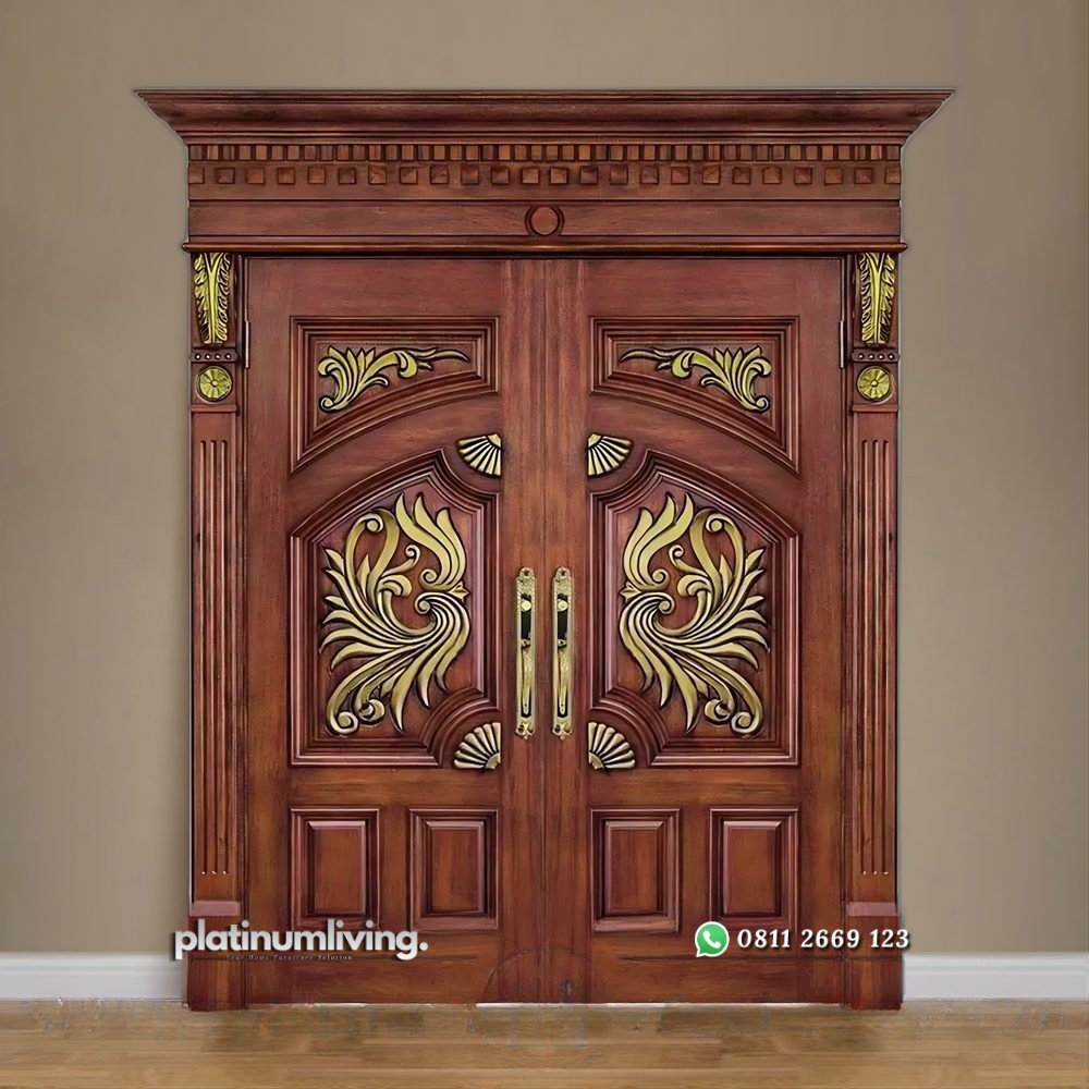Kusen pintu utama ukir mewah kayu jati 2 daun PJ-308 platinumliving furniture jepara 1 Kusen pintu utama ukir mewah kayu jati 2 daun PJ-308 platinumliving furniture jepara 1