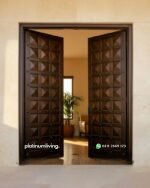 Pintu 2 daun kayu jati antik pyramid panel mewah PJ-364 platinumliving furniture jepara - Gambar 3