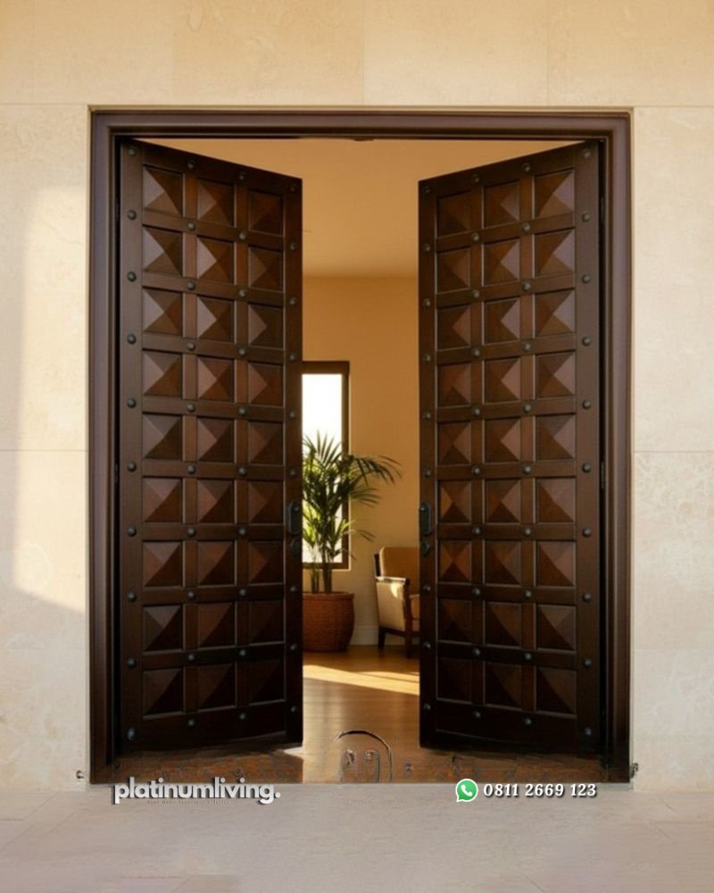 Pintu 2 daun kayu jati antik pyramid panel mewah PJ-364 platinumliving furniture jepara 3 Pintu 2 daun kayu jati antik pyramid panel mewah PJ-364 platinumliving furniture jepara 3