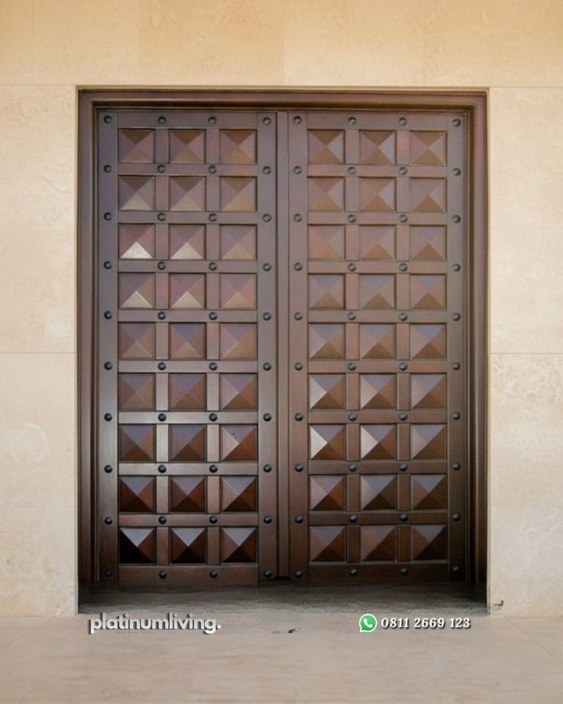 Pintu 2 daun kayu jati antik pyramid panel mewah PJ-364 platinumliving furniture jepara 1 Pintu 2 daun kayu jati antik pyramid panel mewah PJ-364 platinumliving furniture jepara 1