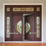 Pintu depan rumah jati klasik 2 daun jendela ganda PJ-176 platinumliving furniture jepara