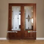 Pintu double kayu jati daun panel kaca klasik PJ-151 platinumliving furniture jepara