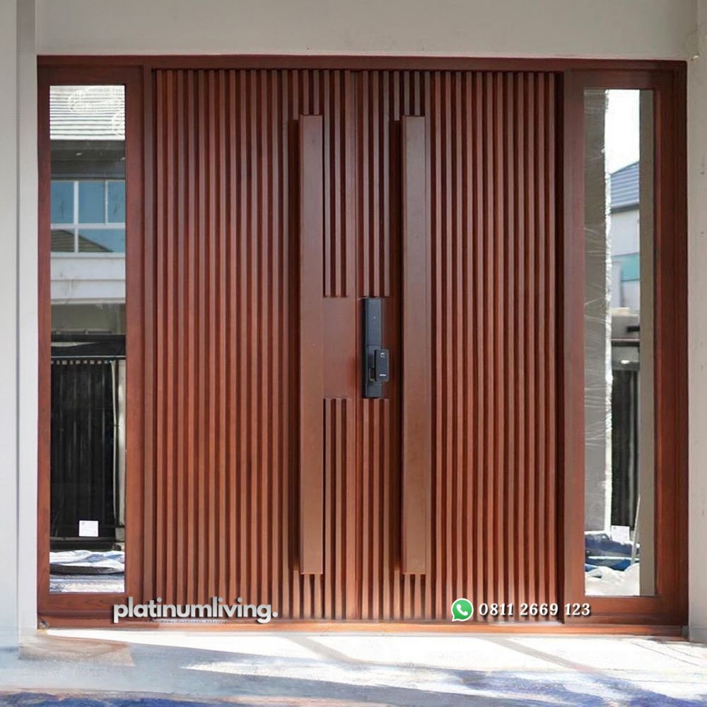 Pintu double minimalis Garis Timbul kayu jati 2 jendela PJ-321 platinumliving furniture jepara 1 Pintu double minimalis Garis Timbul kayu jati 2 jendela PJ-321 platinumliving furniture jepara 1