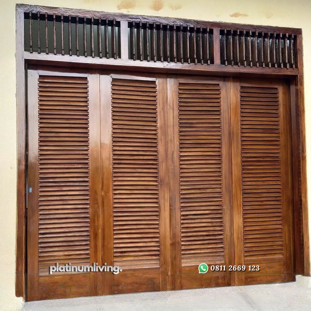 Pintu garasi jati jepara jalusi krepyak rel sliding tikung PJ-76 platinumliving furniture jepara 2 Pintu garasi jati jepara jalusi krepyak rel sliding tikung PJ-76 platinumliving furniture jepara 2
