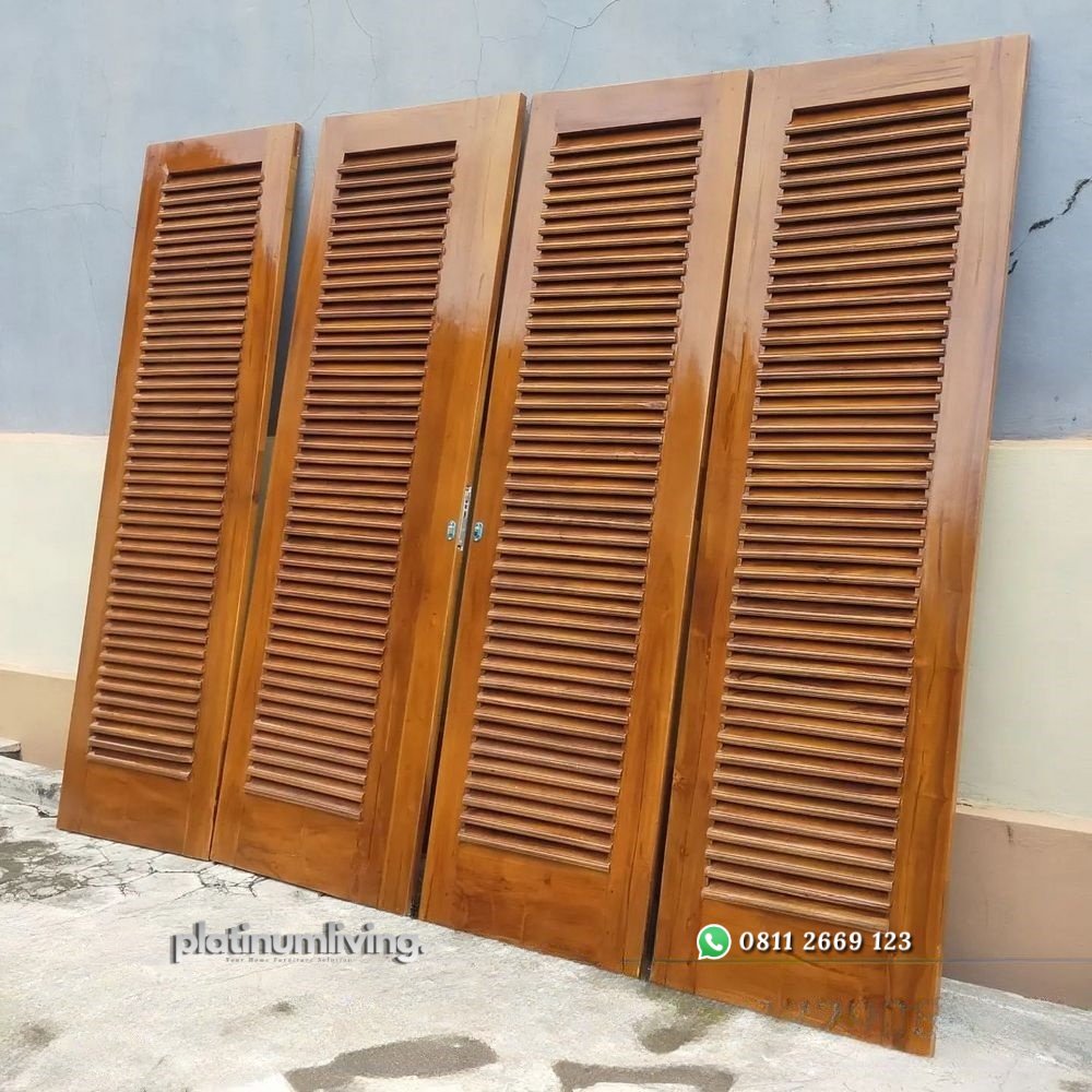 Pintu garasi jati jepara jalusi krepyak rel sliding tikung PJ-76 platinumliving furniture jepara 4 Pintu garasi jati jepara jalusi krepyak rel sliding tikung PJ-76 platinumliving furniture jepara 4