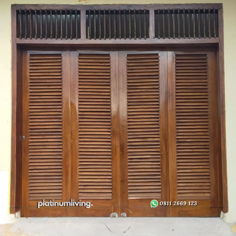 Pintu garasi jati jepara jalusi krepyak rel sliding tikung PJ-76 platinumliving furniture jepara 1 Pintu garasi jati jepara jalusi krepyak rel sliding tikung PJ-76 platinumliving furniture jepara 1