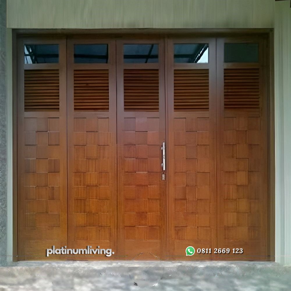 Pintu garasi jati minimalis jepara opening lipat PJ-73 platinumliving furniture jepara 1 Pintu garasi jati minimalis jepara opening lipat PJ-73 platinumliving furniture jepara 1