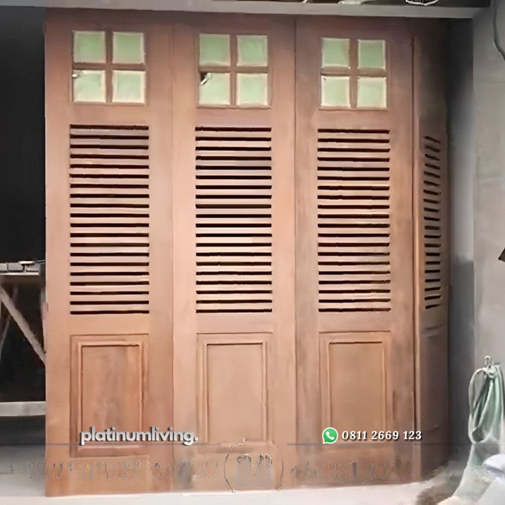Pintu garasi kayu jati minimalis sliding tikung PJ-75 platinumliving furniture jepara 2 Pintu garasi kayu jati minimalis sliding tikung PJ-75 platinumliving furniture jepara 2