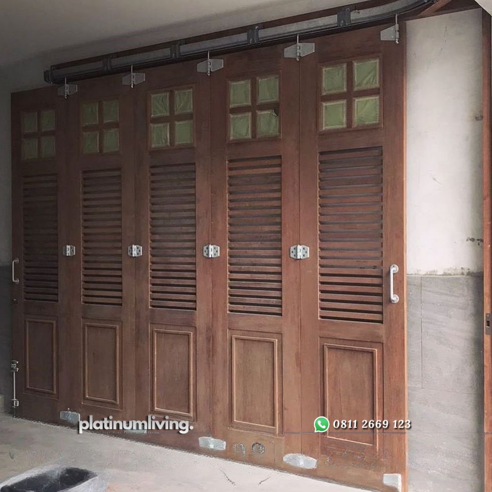 Pintu garasi kayu jati minimalis sliding tikung PJ-75 platinumliving furniture jepara 3 Pintu garasi kayu jati minimalis sliding tikung PJ-75 platinumliving furniture jepara 3