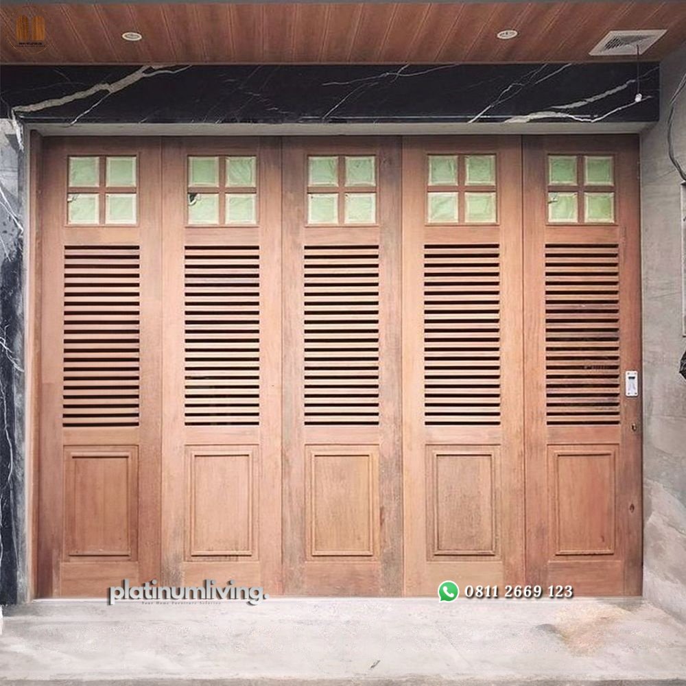 Pintu garasi kayu jati minimalis sliding tikung PJ-75 platinumliving furniture jepara 1 Pintu garasi kayu jati minimalis sliding tikung PJ-75 platinumliving furniture jepara 1