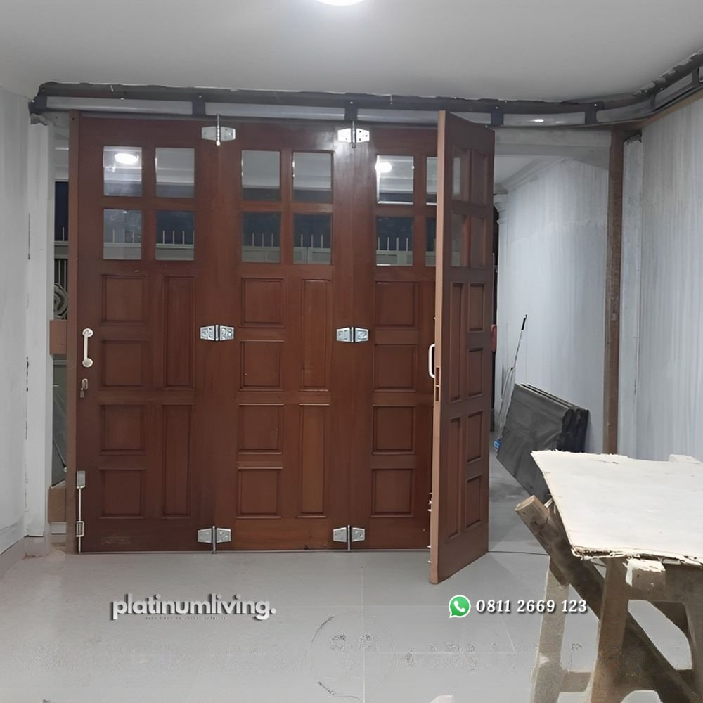 Pintu garasi kayu jati panel kaca rel tikung PJ-98 platinumliving furniture jepara 4 Pintu garasi kayu jati panel kaca rel tikung PJ-98 platinumliving furniture jepara 4