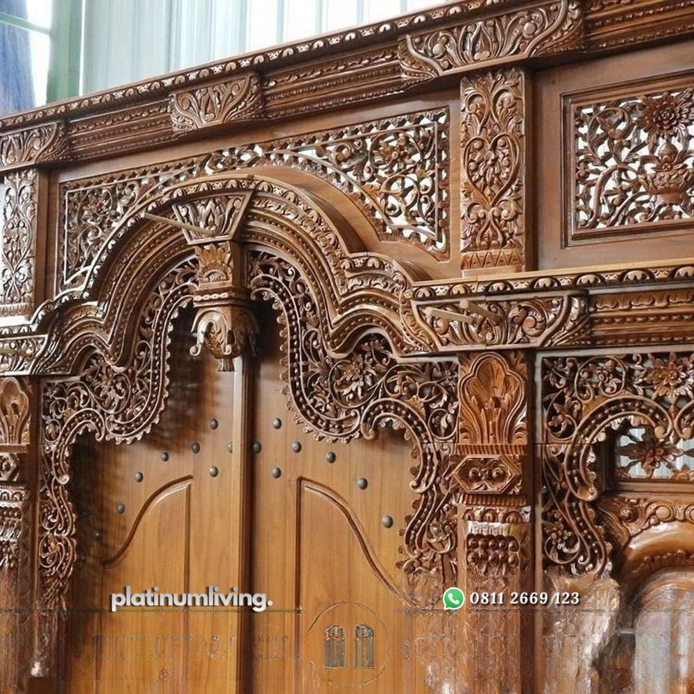 Pintu gebyok jawa ukir tradisional kayu jati jepara PJ-81 platinumliving furniture jepara 3 Pintu gebyok jawa ukir tradisional kayu jati jepara PJ-81 platinumliving furniture jepara 3