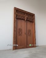 Pintu gebyok kayu jati 2 daun Javanese ethnik PJ-380 platinumliving furniture jepara - Gambar 2