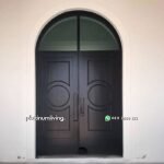 Pintu jati 2 daun 3 panel klasik kusen lengkung PJ-358 platinumliving furniture jepara