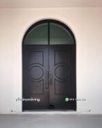 Pintu jati 2 daun 3 panel klasik kusen lengkung PJ-358 platinumliving furniture jepara