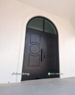 Pintu jati 2 daun 3 panel klasik kusen lengkung PJ-358 platinumliving furniture jepara - Gambar 2