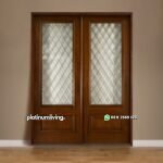 Pintu jati kupu tarung klasik mewah panel kaca PJ-153 platinumliving furniture jepara