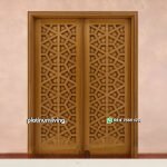 Pintu jati kupu tarung panel solid arabian pattern style PJ-190 platinumliving furniture jepara