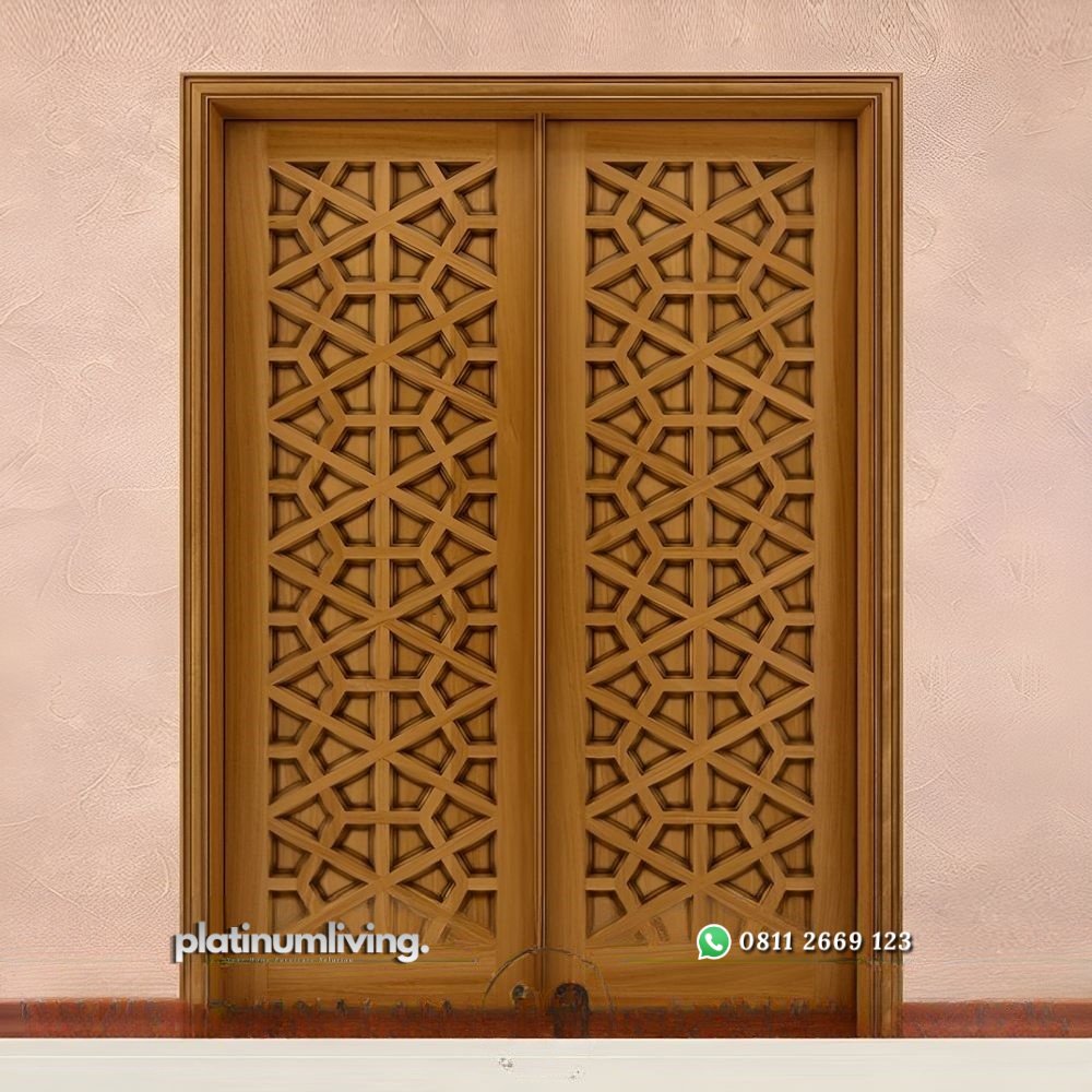 Pintu jati kupu tarung panel solid arabian pattern style PJ-190 platinumliving furniture jepara 1 Pintu jati kupu tarung panel solid arabian pattern style PJ-190 platinumliving furniture jepara 1